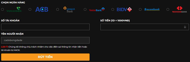 Hướng dẫn rút tiền